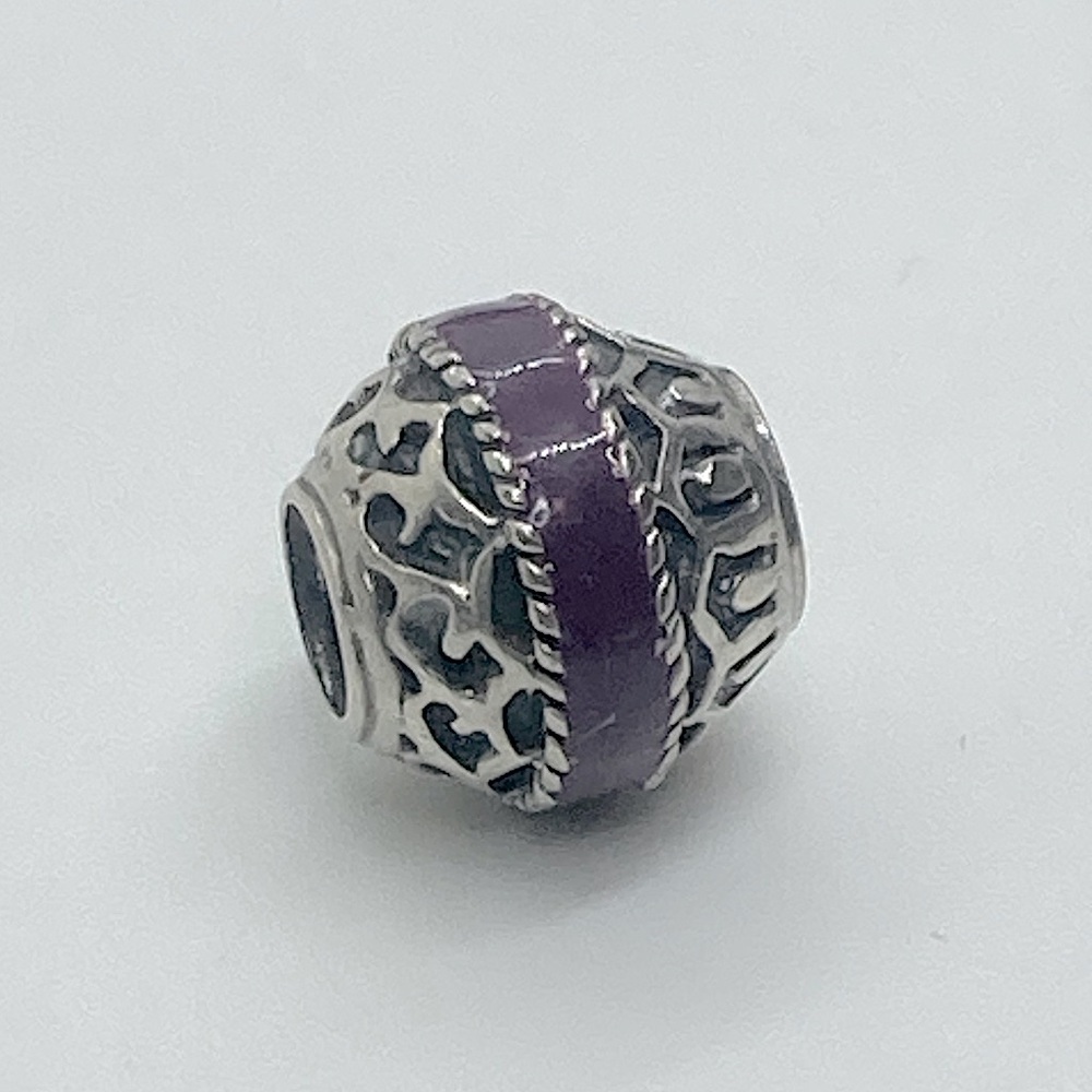 Persona 925 Sterling Silver Purple Enamel Tapered Charm Bead